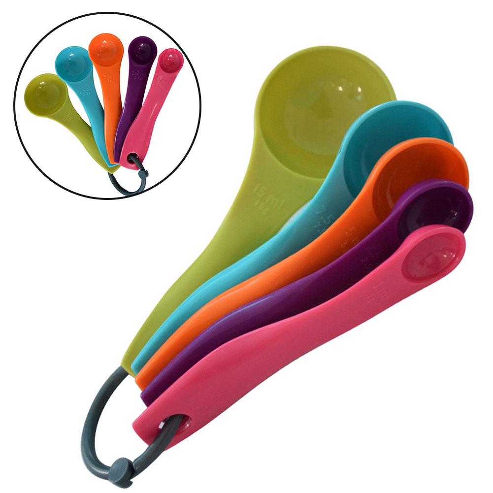 Kitchen Baking Utensil Set - 5-Piece Colorful Salt Oil Spoon Lovely