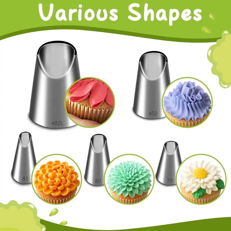 Kitchen Baking Store - 5PCS Stainless Steel Piping Nozzles Set,Chrysanthemum