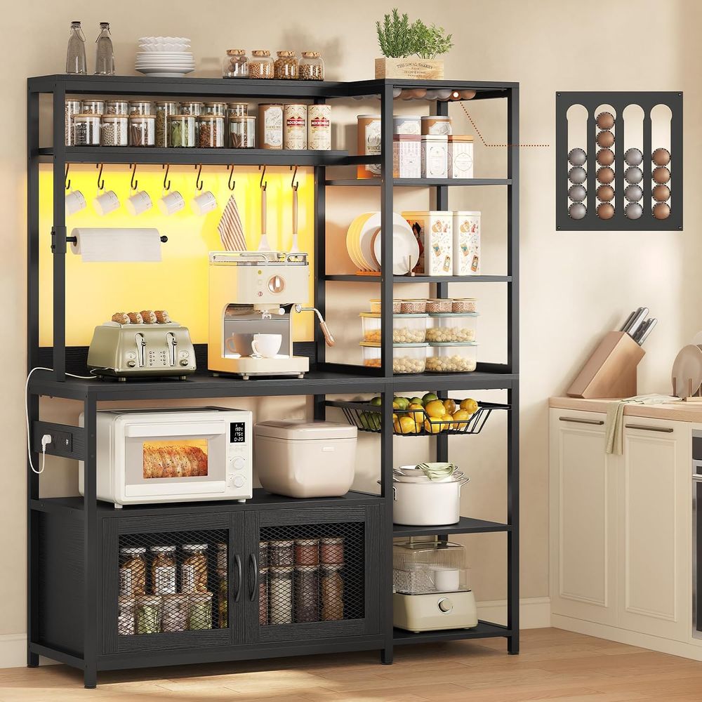Kitchen Baker - Bakers Rack with Power Outlet and
