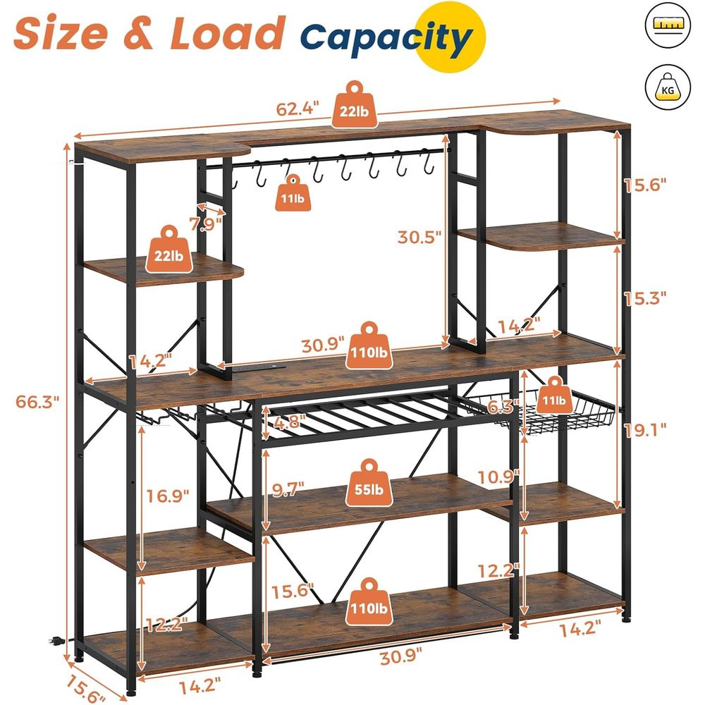 Large 62.4in Bakers Rack with  - Kitchen Baker review and price