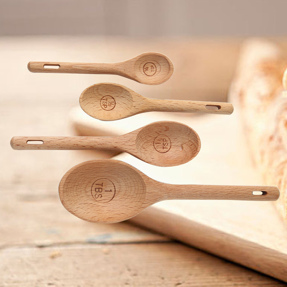 4Pcs Wooden Measuring Spoons S - Kitchen Baking Utensil Set review and price