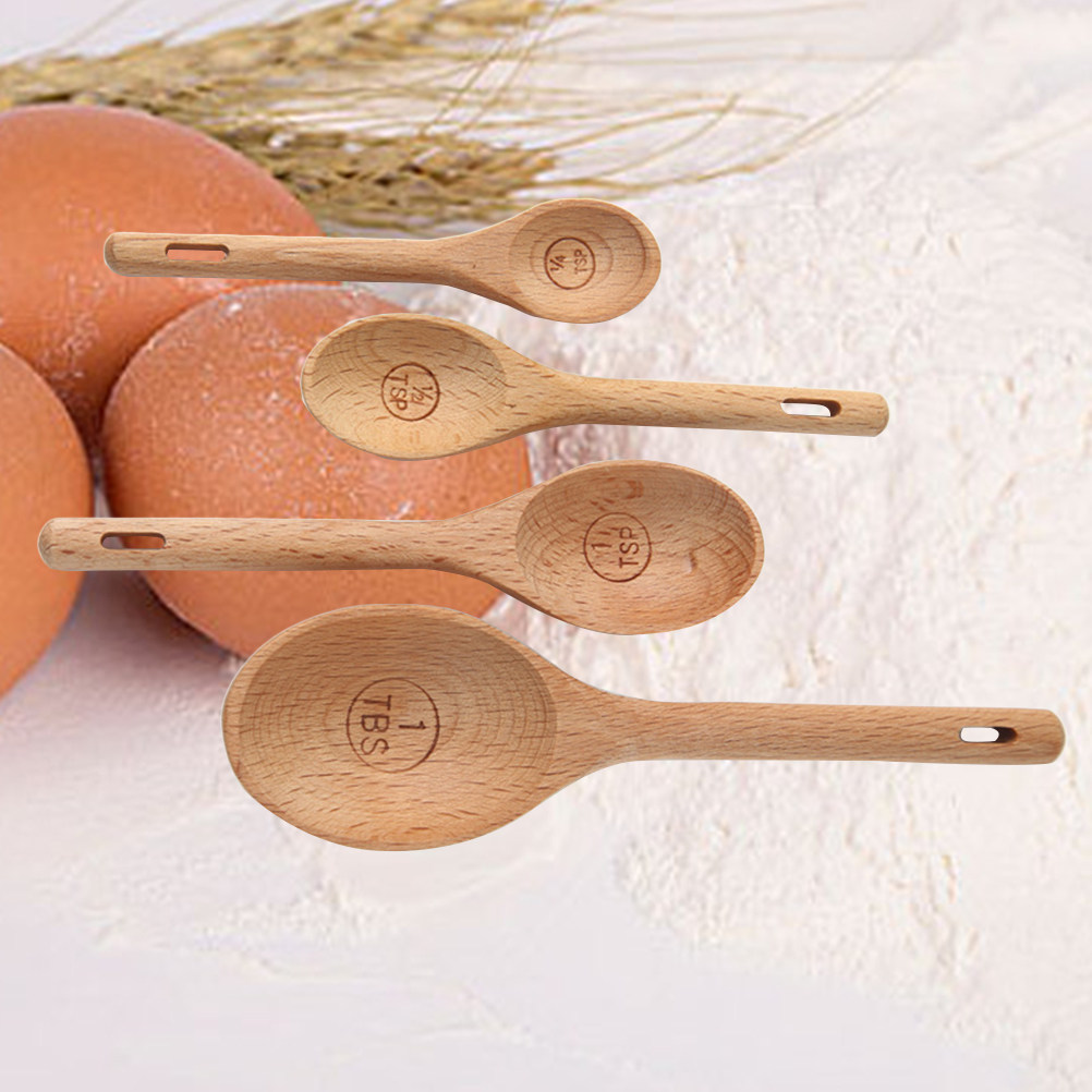 4Pcs Wooden Measuring Spoons S - Kitchen Baking Utensil Set review and price