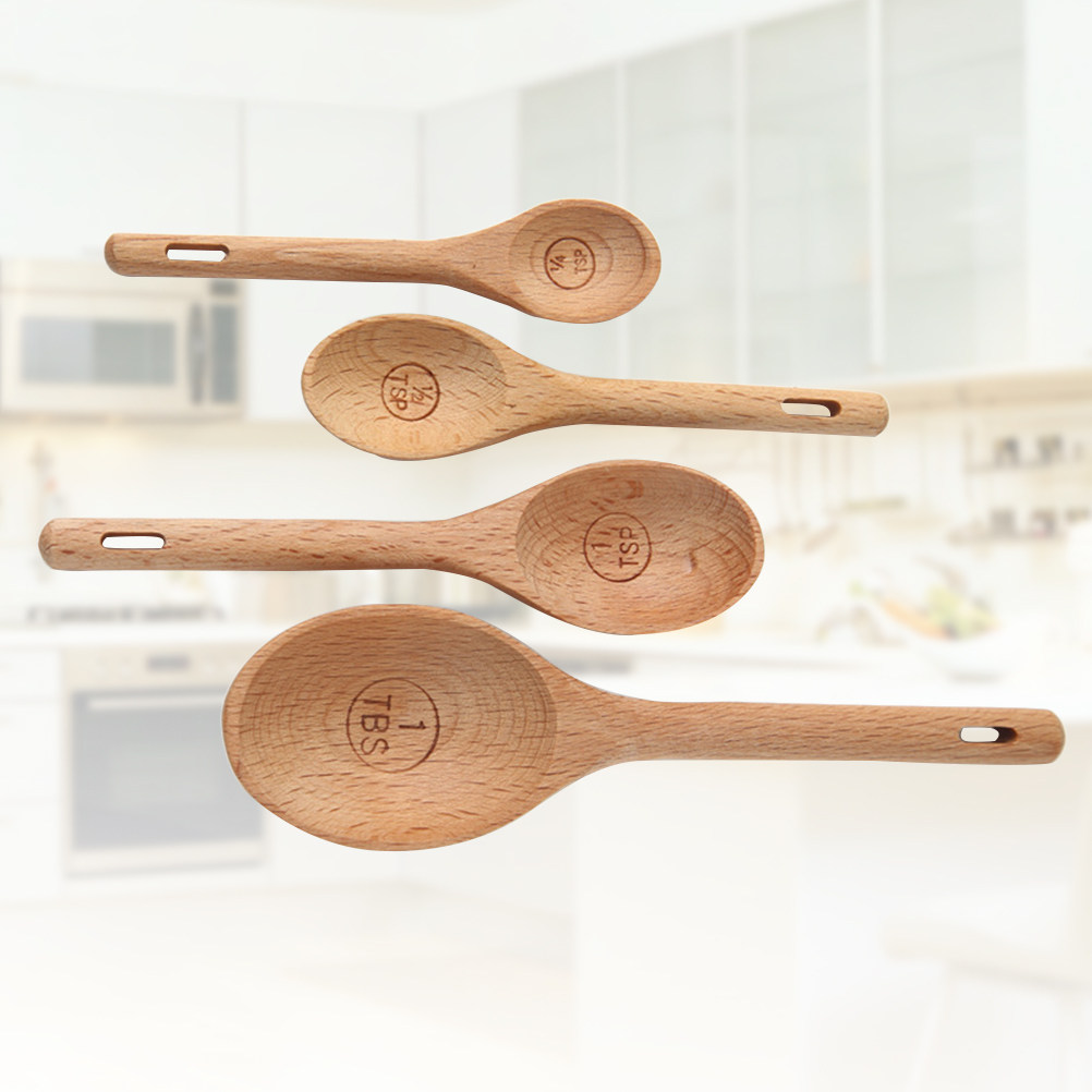 4Pcs Wooden Measuring Spoons S - Kitchen Baking Utensil Set review and price